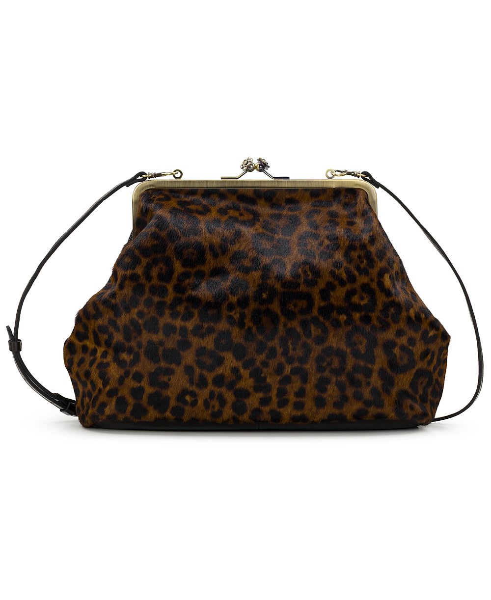 Женская сумка-клатч Patricia Nash Vivienne Medium Leopard Haircalf Frame Clutch Handbag