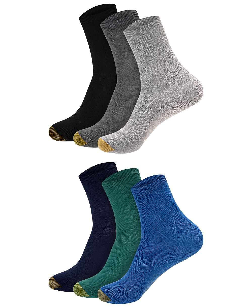 Gold Toe Women's Ribbed Mid-Calf Crew Socks, 6-Pack