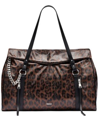Сумка-саквояж DKNY Skye из искусственной кожи с принтом леопарда, совместимая с ноутбуком