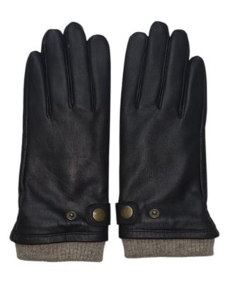 Club Room Men's Leather Cashmere-Lined Touchscreen Gloves