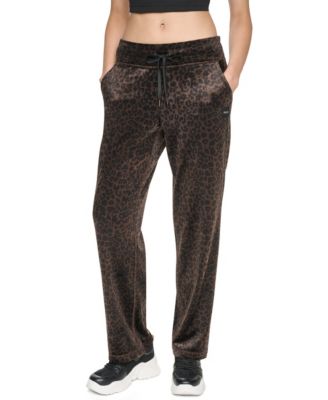 DKNY Sport женские укороченные велюровые спортивные брюки с леопардовым принтом, высокая посадка