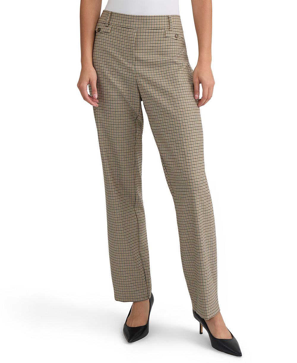 Jones New York Petite Pull-On Plaid Straight-Leg Pants