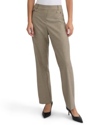 Jones New York Petite Pull-On Plaid Straight-Leg Pants