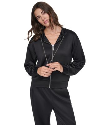 DKNY женский худи с полной молнией и цепочкой