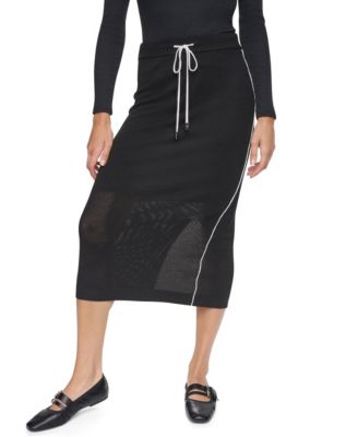 DKNY Women's Pointelle Mesh A-Line Pull-On Skirt