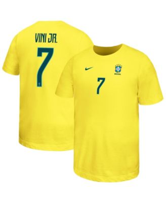 Детская футболка Nike Vini Jr. Yellow Brazil National Team Name & Number
