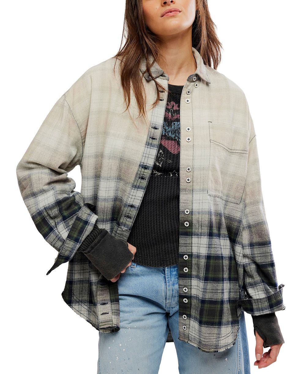 Free People женская рубашка Oversized из вафельного трикотажа в клетку Lexi