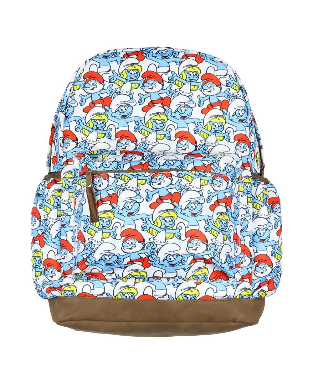 The Smurfs Backpack Papa Smurfette Brainy Smurf All Over Print School Book Bag