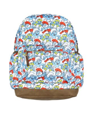 The Smurfs Backpack Papa Smurfette Brainy Smurf All Over Print School Book Bag
