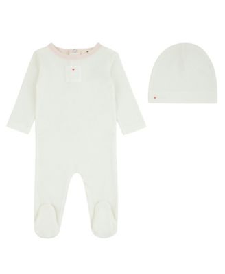 NoggiWear Baby Girls ( 1M to 9M ) Teddy Patch Footie And Beanie Set