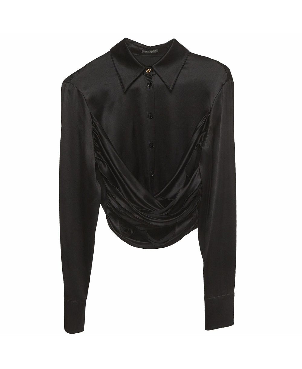 Женская укороченная рубашка Pre-Owned Versace Draped Stretch-Silk