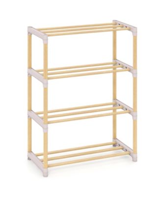 Slickblue Wooden Shoe Storage Rack with 4 Open Slatted Shelves for Footwear