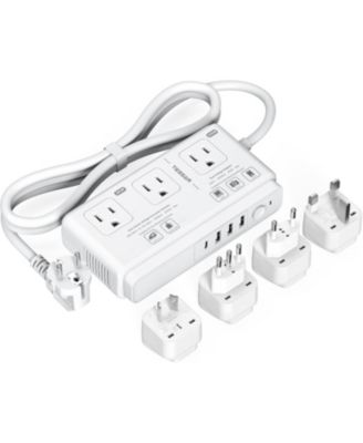 Преобразователь напряжения TESSAN 220V в 110V, универсальный дорожный адаптер с 4 USB Charger (1 USB C), 3 AC Sockets и вилками EU/UK/AU/IT