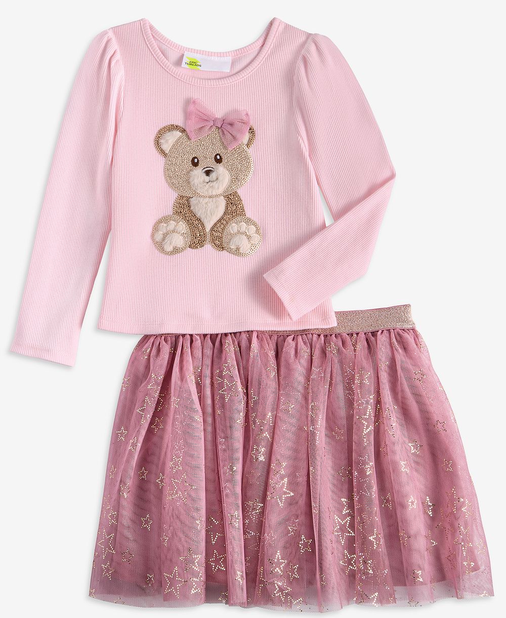 Epic Threads комплект из топа с мишкой и пачки для девочек-малышек 12M-5T, 2 предмета, эксклюзив Macy's