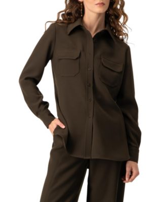 Ivonne Women's Structured Military Inspired Shirt Jacket