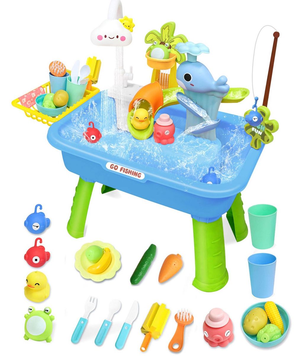 Игровой стол с водой GNUADZ 4-в-1 с краном и сенсорной игрой в рыбалку