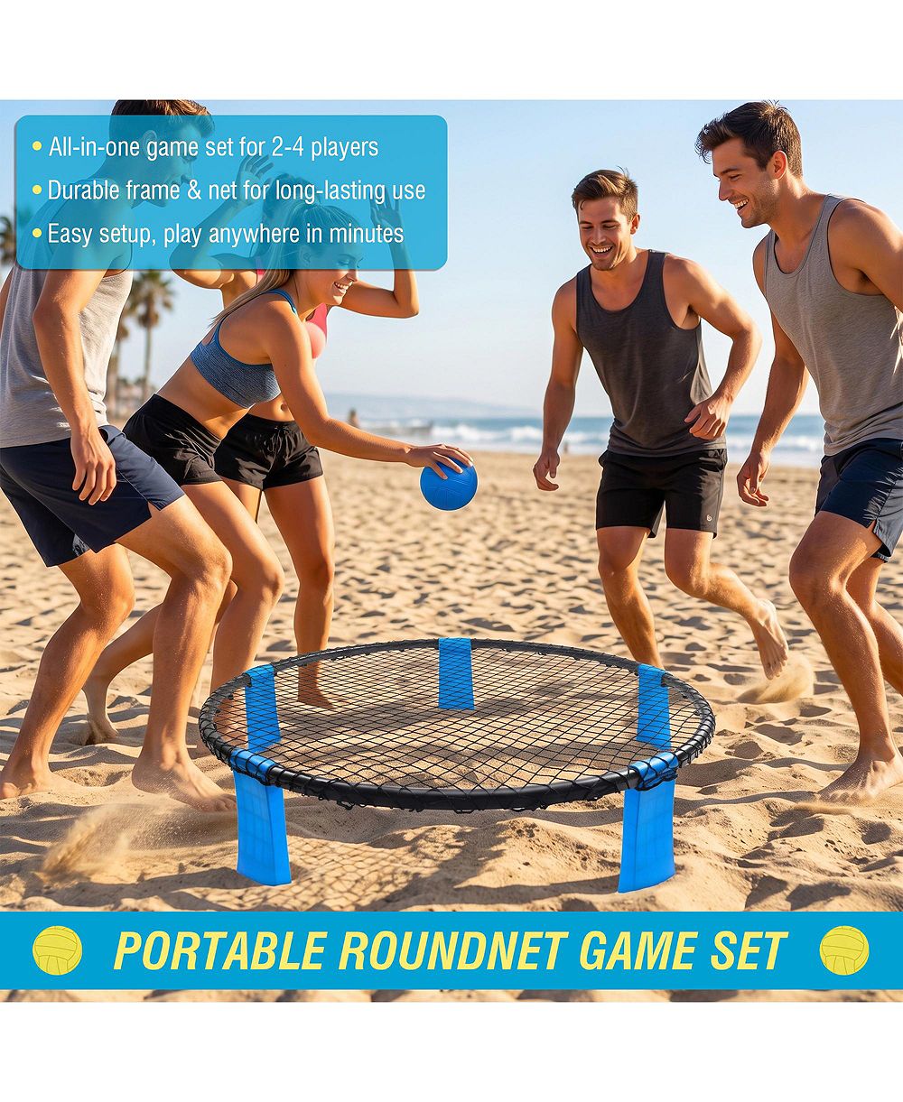 ZENY Outdoor Roundnet Game Set, Portable Beach Ball Game with 2 Balls, Sturdy Playing Net and Carry Bag, Classic Family Entertainment Game for Beach