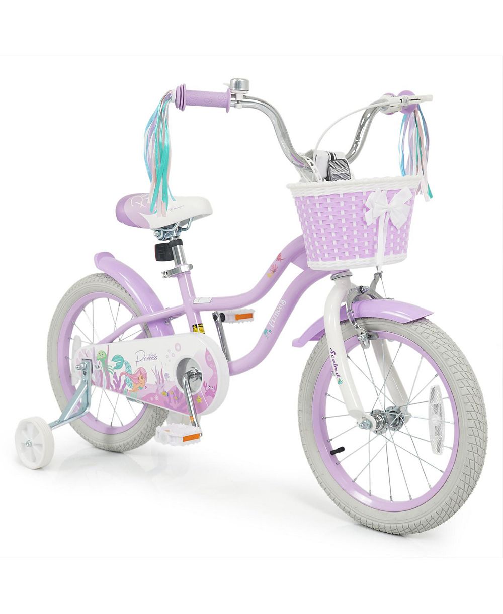 Детский велосипед Slickblue Princess 16" с корзиной, для возраста 4-7 лет