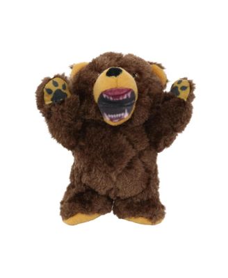 Mighty Jr Angry Animals Bear, Durable Plush Squeaky Dog Toy