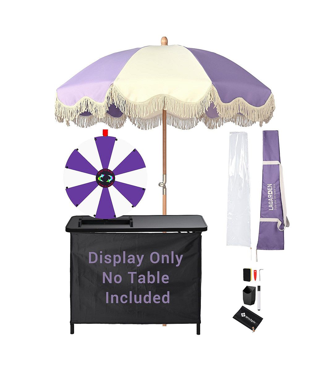 Настольное колесо фортуны WinSpin 24" Modular Prize Wheel с фиолетовым зонтом Palm Springs Purple для уличных магазинов и ярмарок
