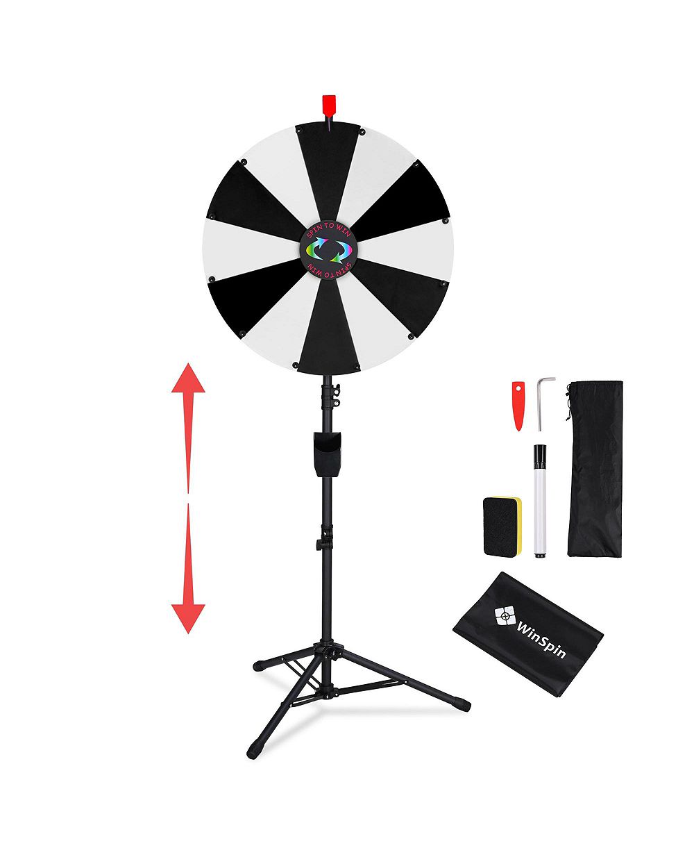 Призовой барабан WinSpin 24" черно-белый, DIY штатив, 12 слотов, модульное настраиваемое вращающееся колесо для торговых выставок
