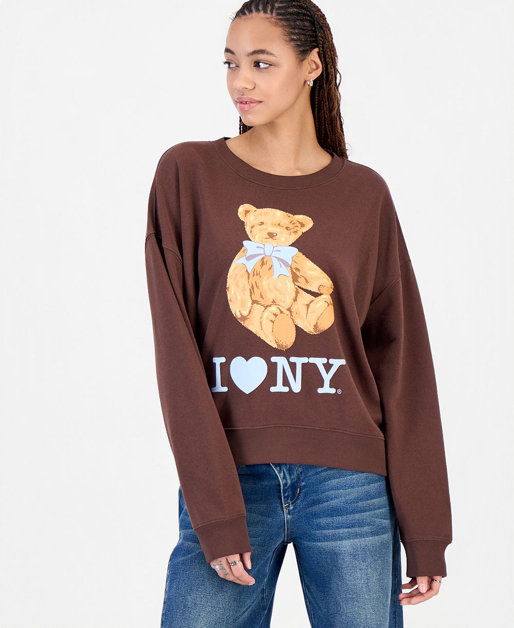 Grayson Threads, The Label толстовка с круглым вырезом из флиса с медведем I Love NY для подростков
