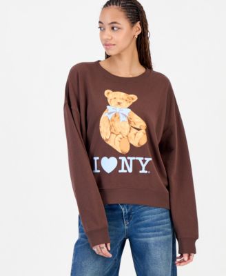 Grayson Threads, The Label толстовка с круглым вырезом из флиса с медведем I Love NY для подростков