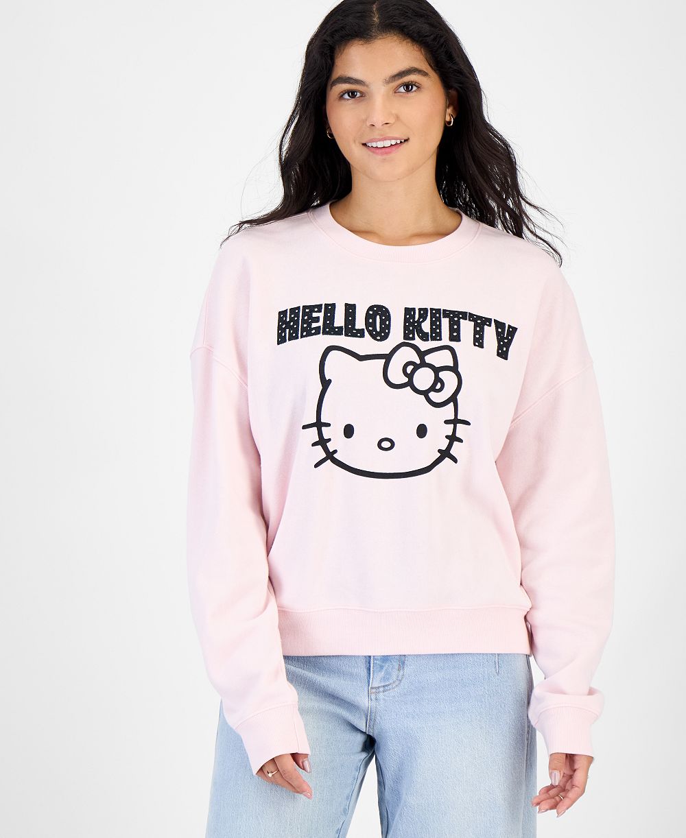 Grayson Threads, The Label Juniors' Hello Kitty Polka Appliqué Fleece Sweatshirt