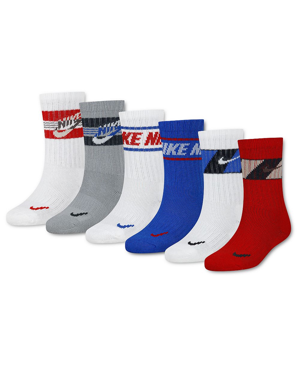 Детские носки Nike Boys' and Girls' 7-11 Dri-FIT с спортивной графикой, 6 пар