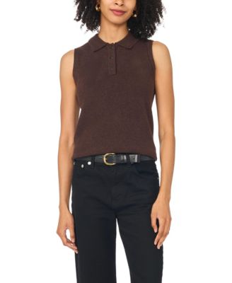 1.STATE Women's Sleeveless Polo Fitted Sweater