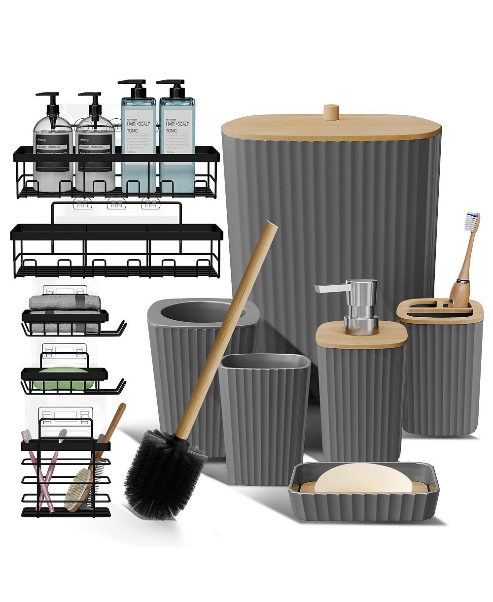 Clara Clark Modern Complete Bathroom Decor and Shower Caddy Set