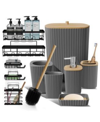 Clara Clark Modern Complete Bathroom Decor and Shower Caddy Set