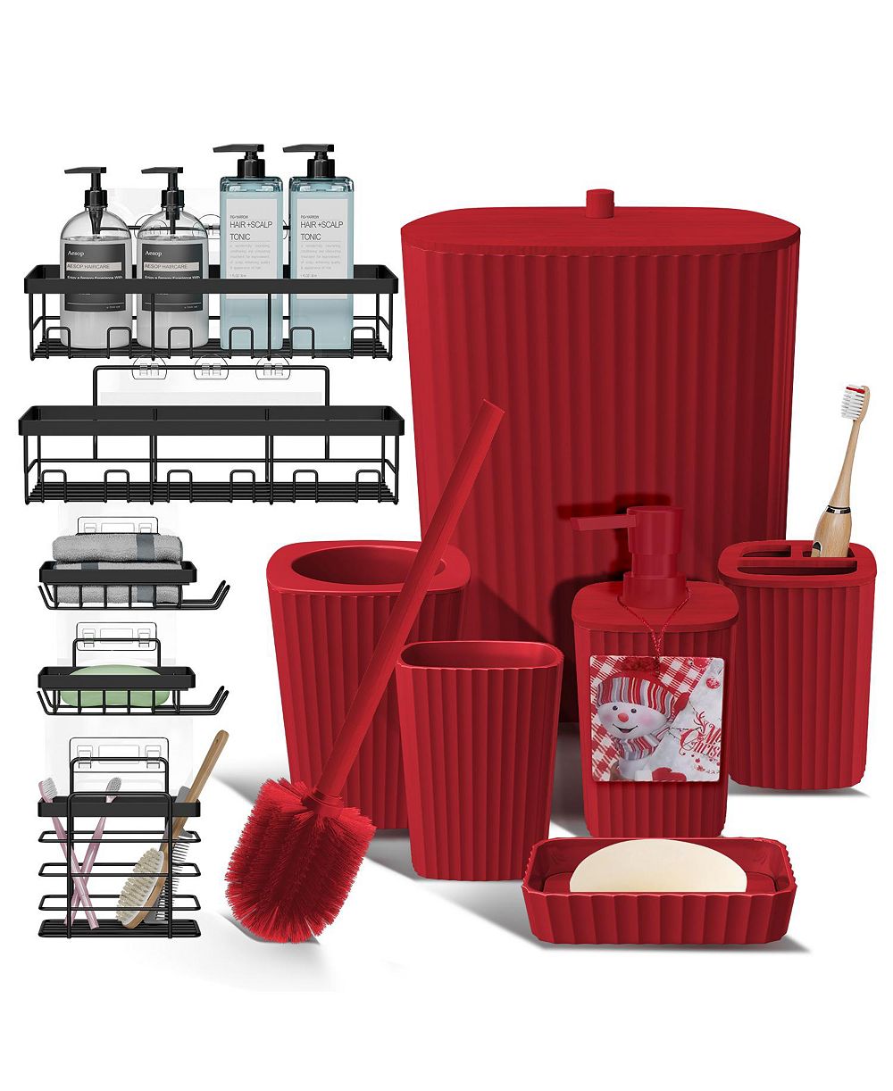 Clara Clark 11-Piece Complete Holiday Bathroom Décor and Accessory Set with Shower Caddy Set