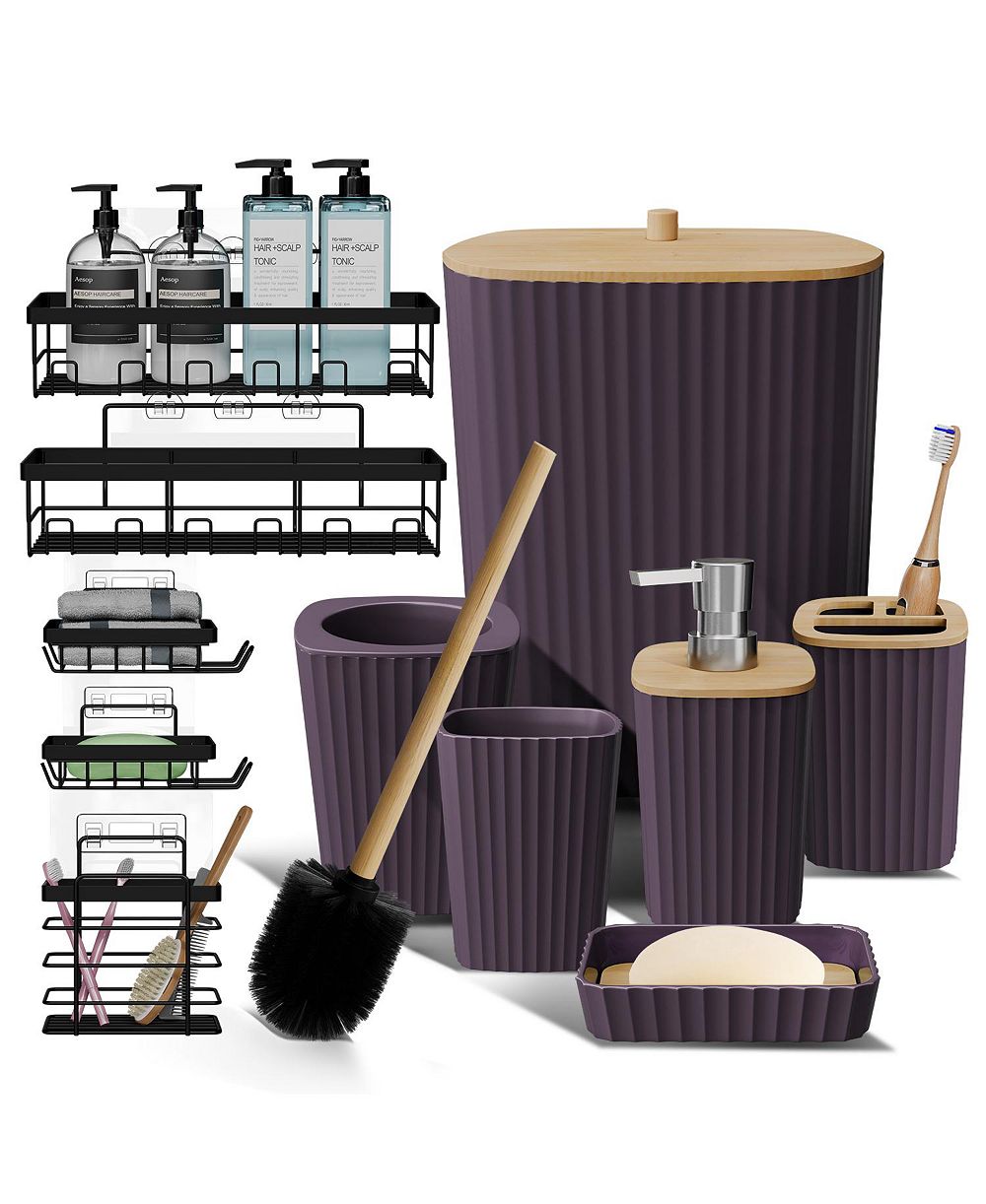 Clara Clark Modern Complete Bathroom Decor and Shower Caddy Set