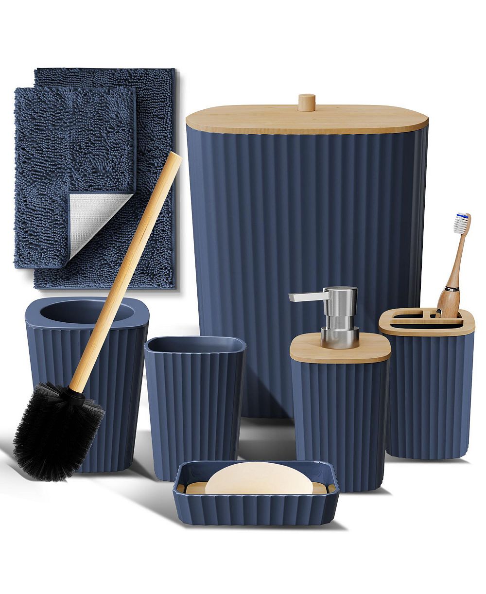 Clara Clark 8 Piece Complete Bathroom Decor and Accessory Set with Bath Rugs