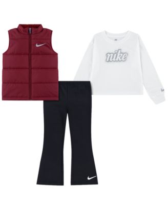 Детский комплект из жилета, футболки и леггинсов Nike с блестками, 3 предмета