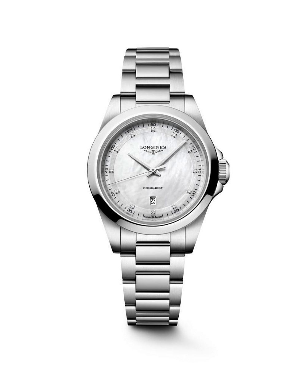 Longines Women's Conquest Silver Stainless Steel Strap Watch 30mm