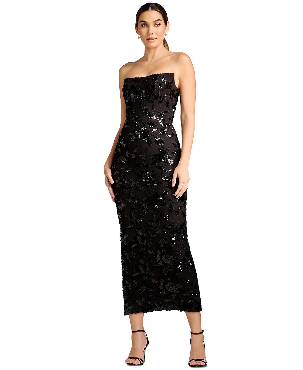 Dress the Population женское миди-платье корсетного кроя без бретелек с пайетками