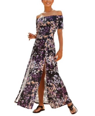 Женское платье LASCANA Floral с открытыми плечами и макси-длиной