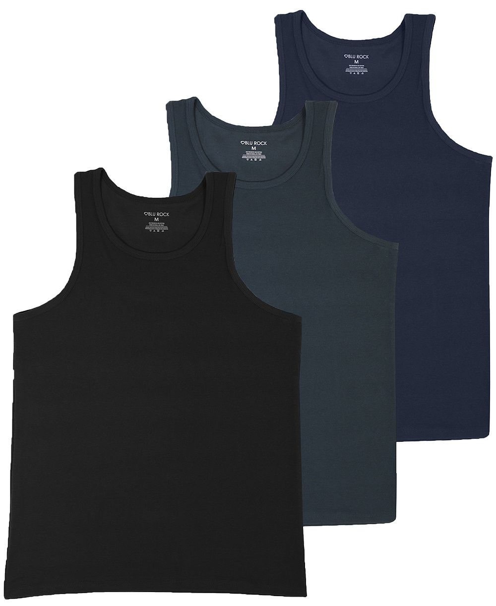 Blu Rock Men's Micro Waffle Knit Heavyweight Tank Top, 3-Pack