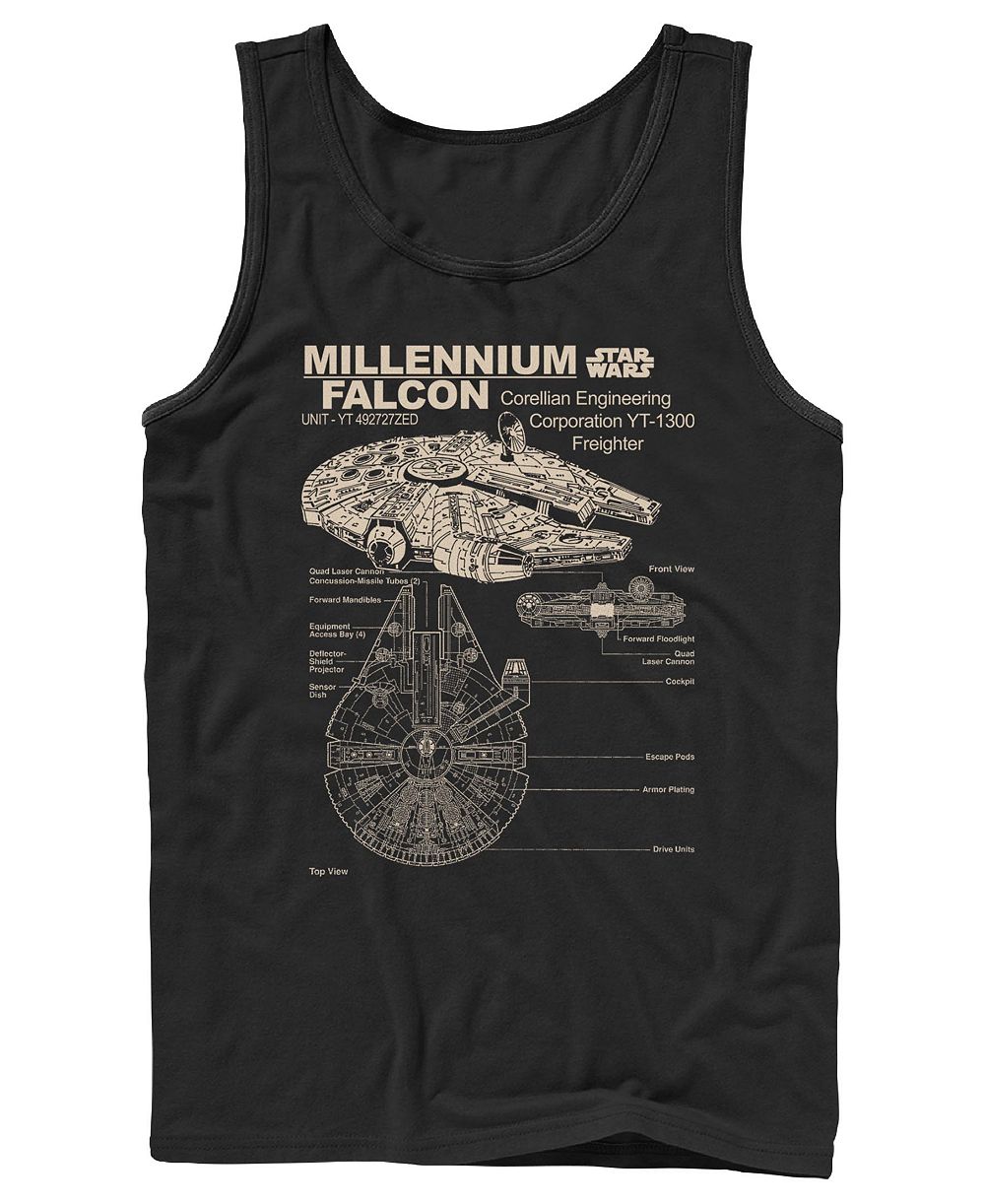 Мужской clubsIdentifier- venueный топ Fifth Sun Star Wars Millennium Falcon Technical Schematic Graphic
