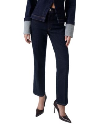 GUESS Women's Victoire High-Waisted Straight-Leg Stretch Denim Jeans