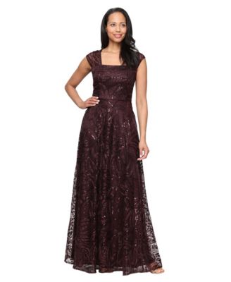 Alex Evenings Petite Embroidered A-Line Square-Neckline Gown