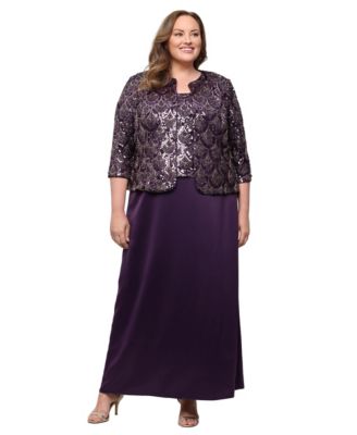 Alex Evenings Plus Size Long Sequin Jacket Dress