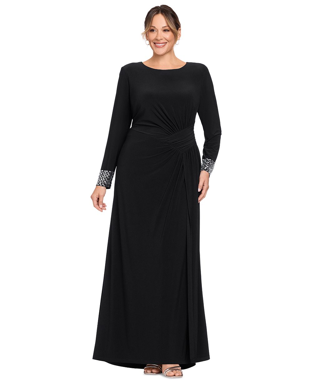 Женское вечернее платье Betsy & Adam Plus Size Wedding Guest Bedazzled-Wrist-Cuff Gown