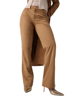 GUESS Women's Mia Straight Mid Rise Pants