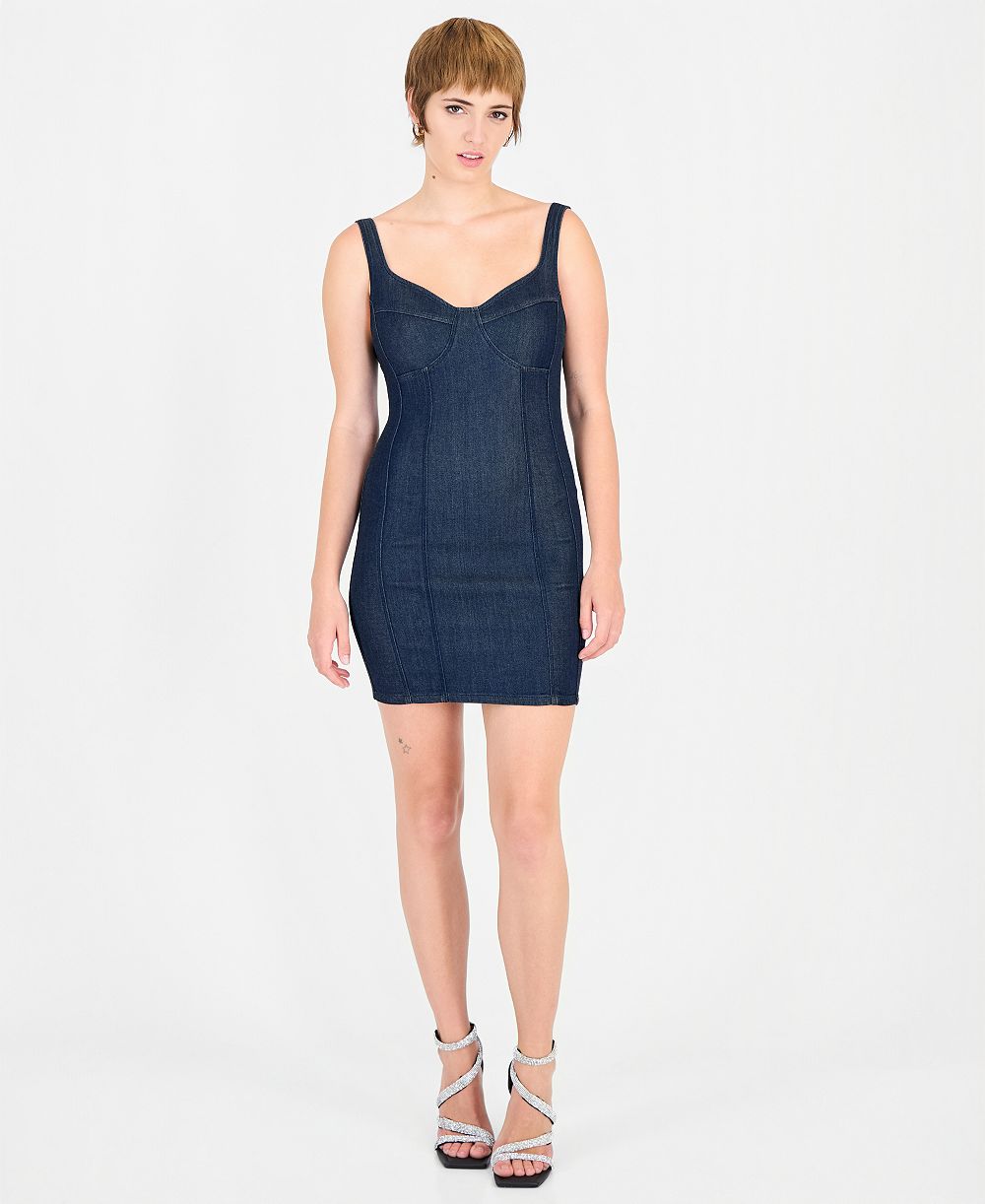 Женское джинсовое мини-платье GUESS Alora облегающего кроя с вырезом сердечком
