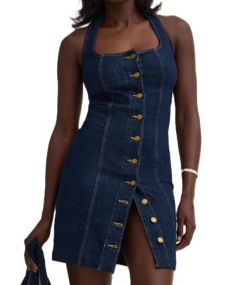 Guess Women's Jocelyn Halter Sleeveless Denim Dress