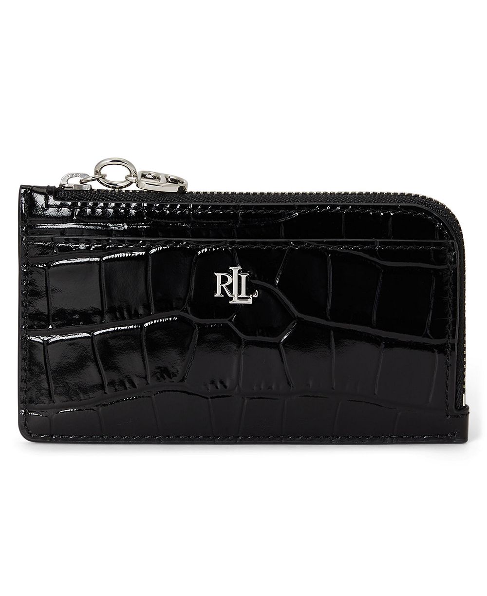 Lauren Ralph Lauren Croc-Embossed L-Zip Card Case Wallet