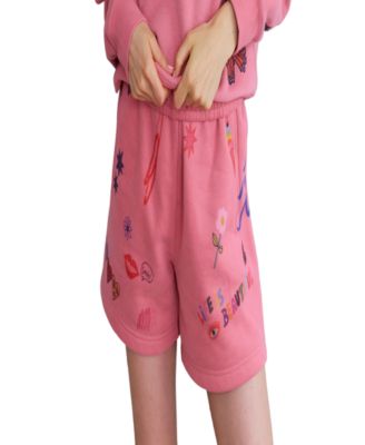 Mayfair Juniors' Somebody Loves You Pull-On Graphic Print Mid-Rise Shorts, 3.75" Inseam